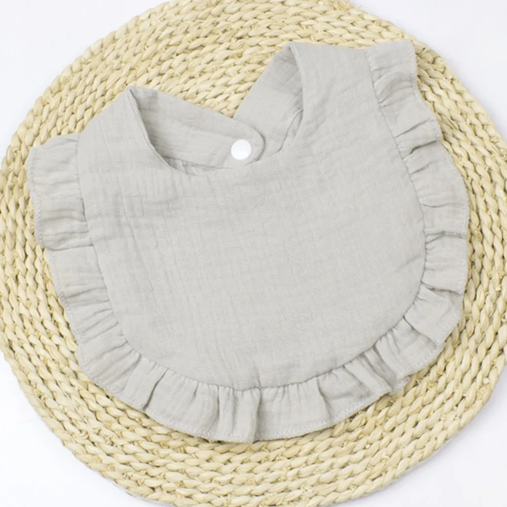 

Высококачественные мягкие муслиновые нагрудники, однотонные нагрудники с воланами, бандана, впитывающие слюнявчики для прорезывания зубов, слюнявчик для мальчиков и девочек