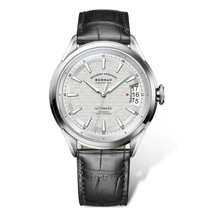 بورمان الرجال ساعة أوتوماتيكية فاخرة 42.5 مللي متر ساعة اليد الميكانيكية 50 متر مقاوم للماء الياقوت مرآة شبكة الطلب مضيئة تاريخ ويندوز