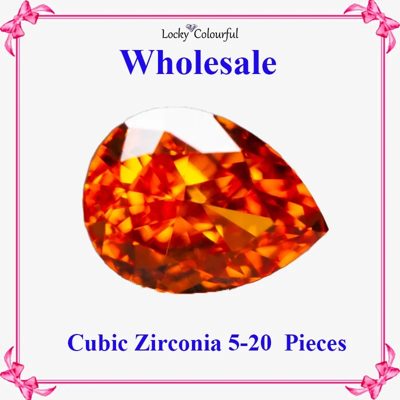 

Cubic Zirconia Wholesale Crushed Ice Cut Pear Shape Orange Color Charms Beads for Diy Jewelry Making Materials No Certificate