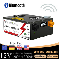 New 12V 200Ah 300Ah 500AH LiFePO4 Battery Pack Built-in Bluetooth BMS Lithium Iron Phosphate For Solar RV Home Storage Boat