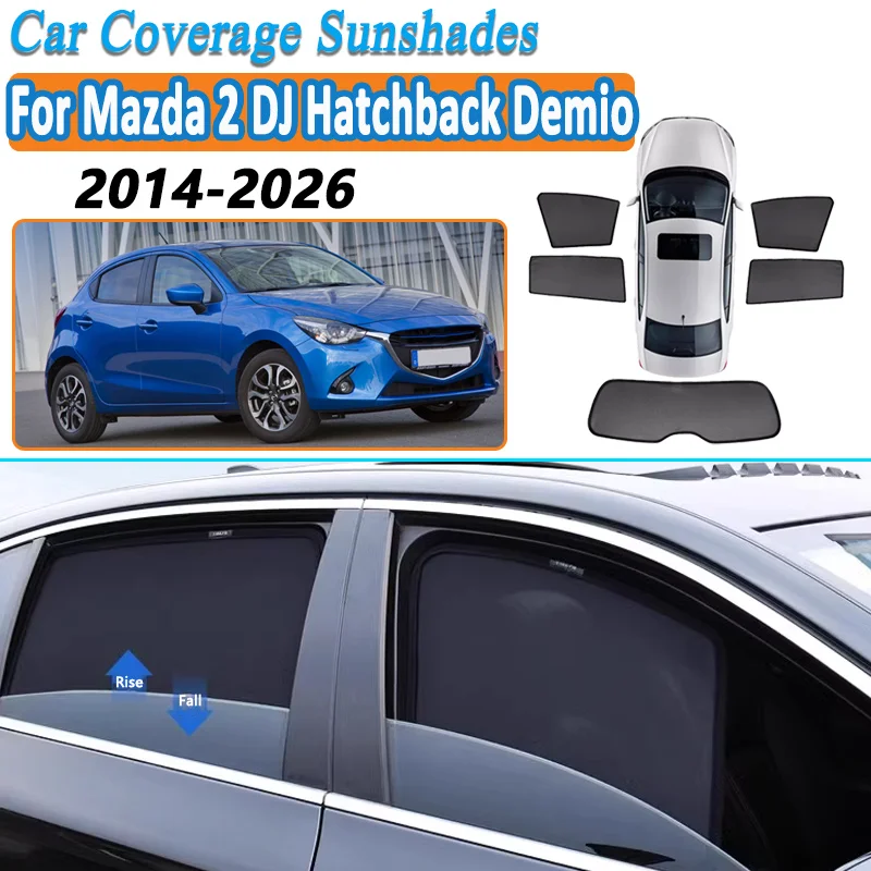 Car Mesh Shades For Mazda 2 DJ Hatchback 2014 2015 2016 2017-2020 Window Sunshades Sunscreen Privacy Curtains Auto Accessories