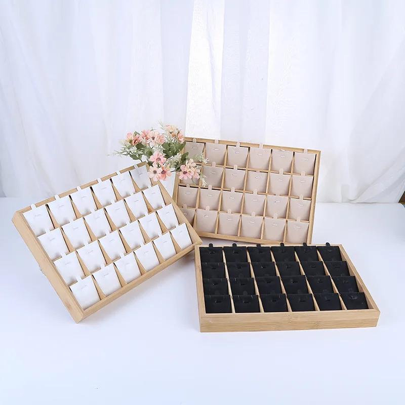 

Bamboo And Wood Pendant Trays, 8-Compartment And 24-Compartment Display Trays, Jewelry Storage Trays, Jewelry Display