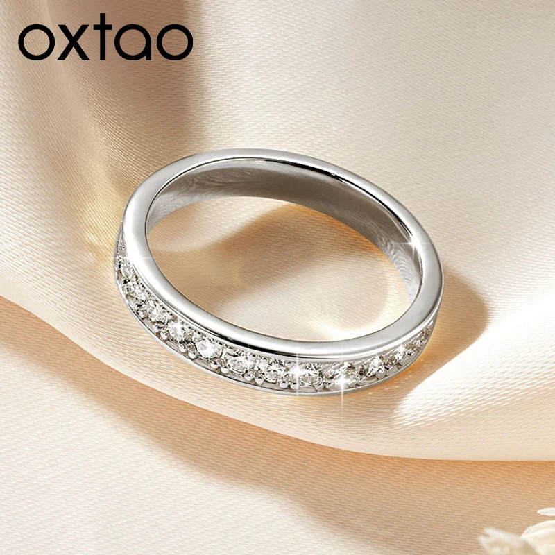 

OXTAO Moissanite Half Eternity Band Ring 2mm D Color Anniversary Female Jewelry 14K Gold Filled Wedding Engagement Finger Rings