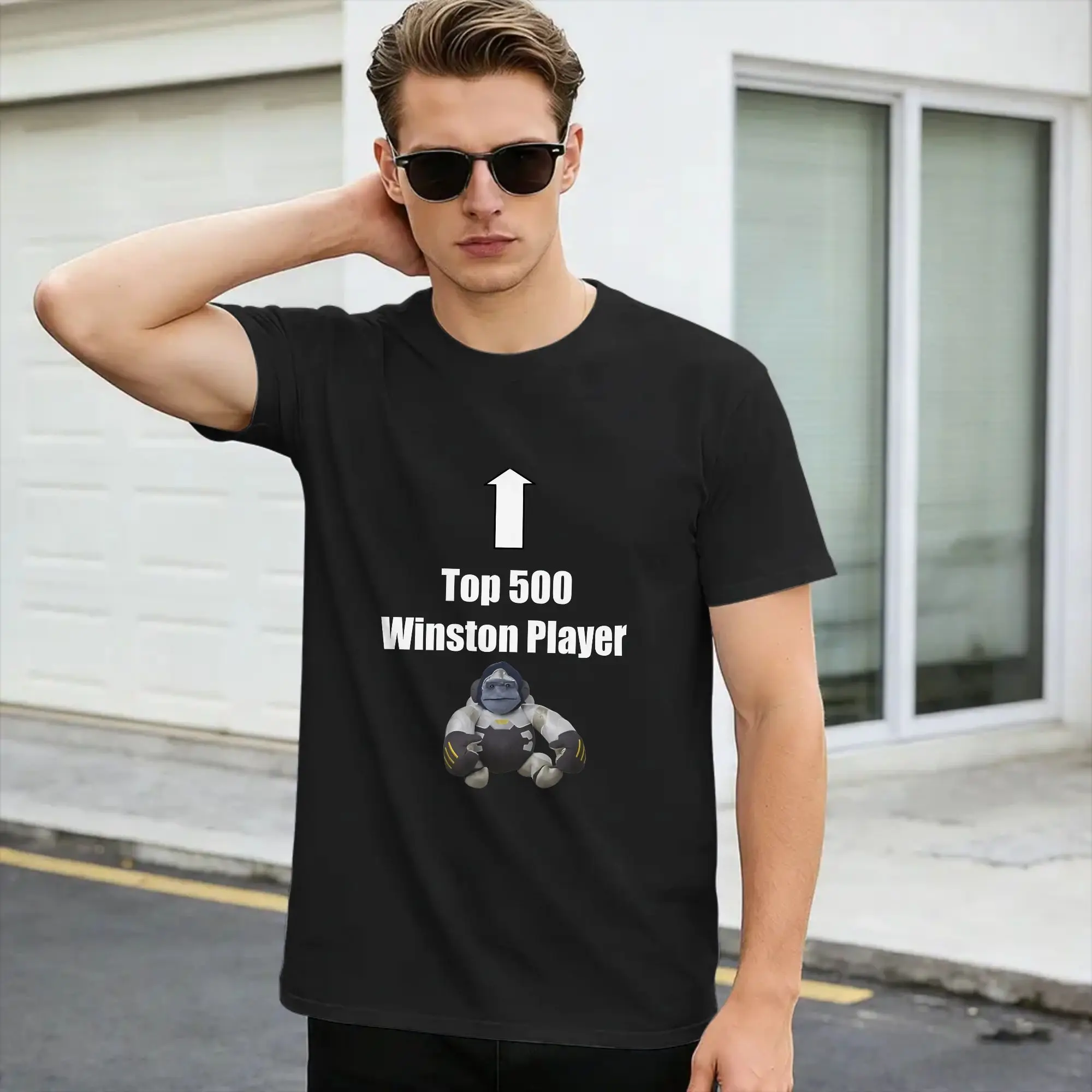 Oversized T Shirt Winton meme Winston Overwatchs Cotton T-Shirts  Popular Tee Shirt for Men's Summer Y2K Short Sleeve Tops,