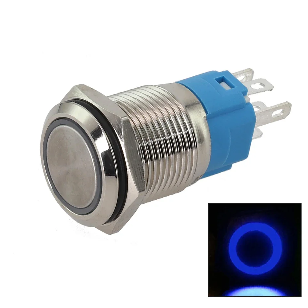 Waterproof Push Button LED Push Button Switch 16mm Diameter 3-6V DC Push Button Switch 2.8 X 0.5mm Pin Connection