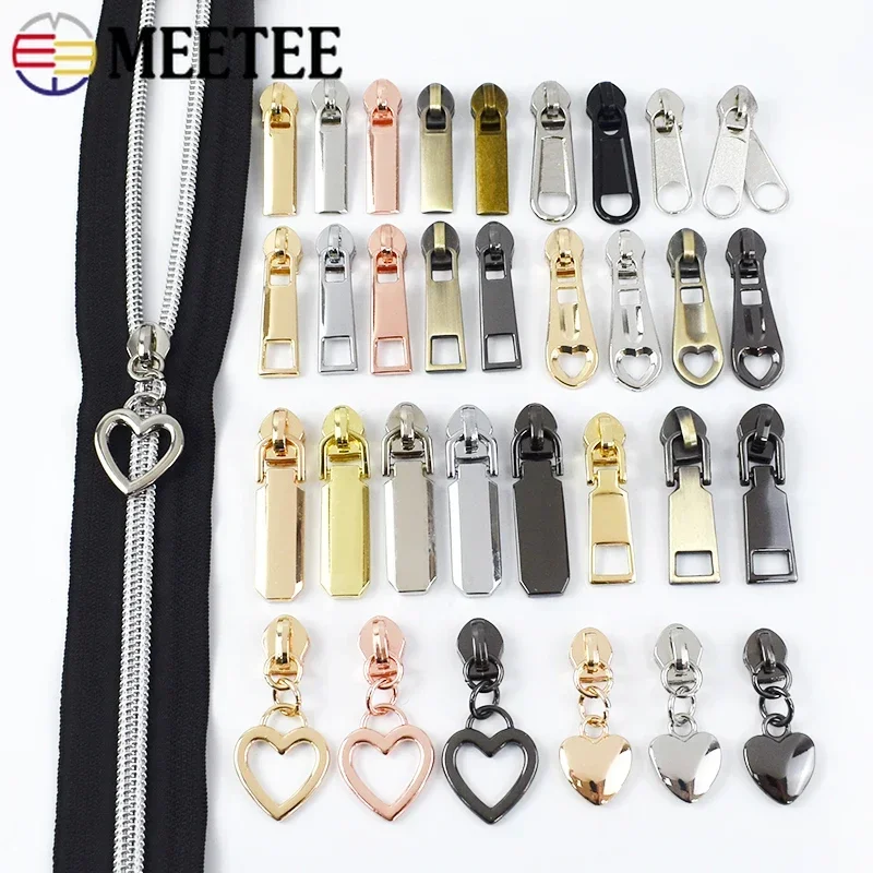 10Pcs Zipper Slider Pulls for 5# Nylon Zippers Tapes Bag Pocket Zips Heads Repair Kits DIY Replacement Sewing Accessories