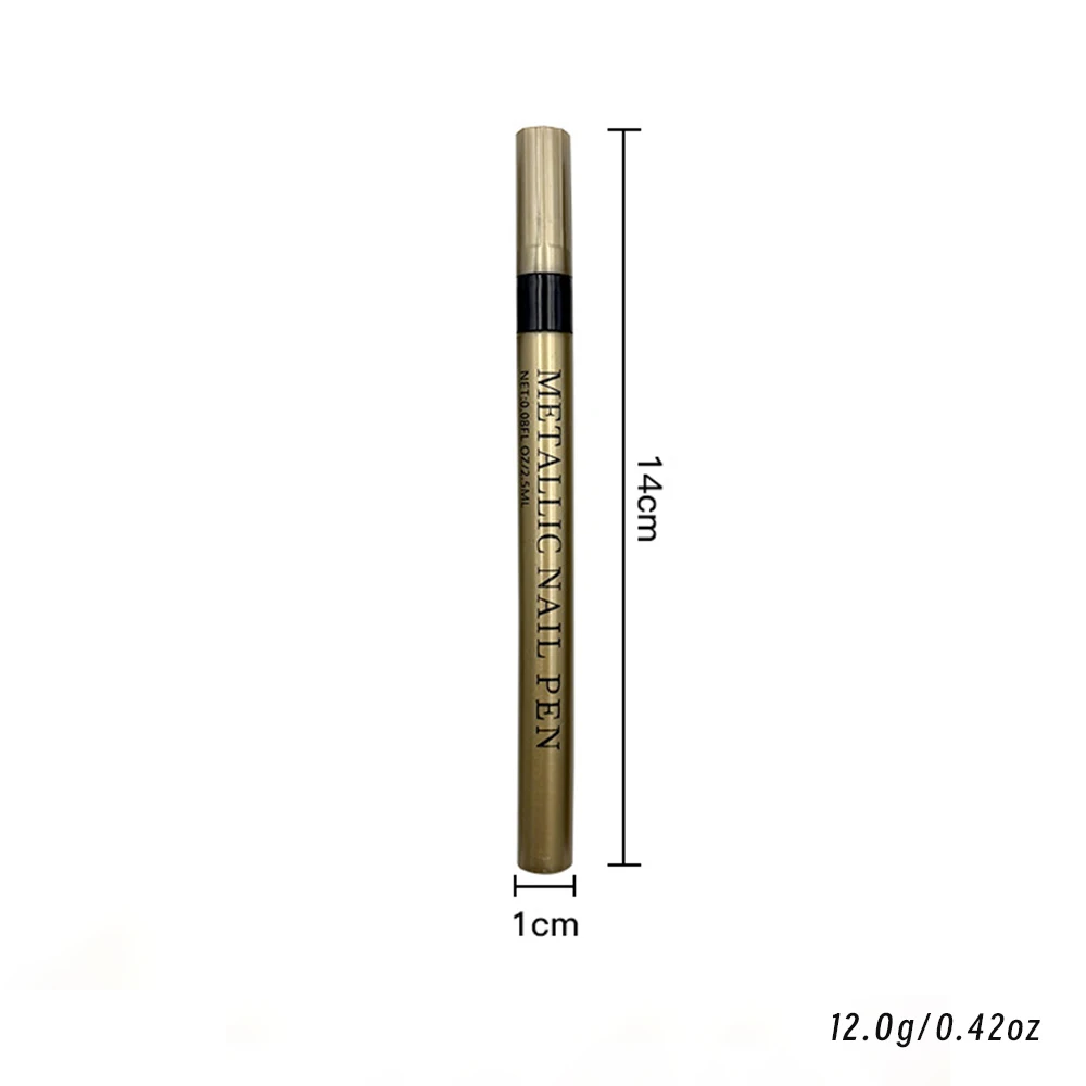 1 قطعة مسمار معدني الفن الكتابة على الجدران اللوحة القلم الذهب/الفضة/أبيض/أسود 4 اللون فرشاة الأظافر لرسم خط مسمار تصميم مانيكير أداة #6