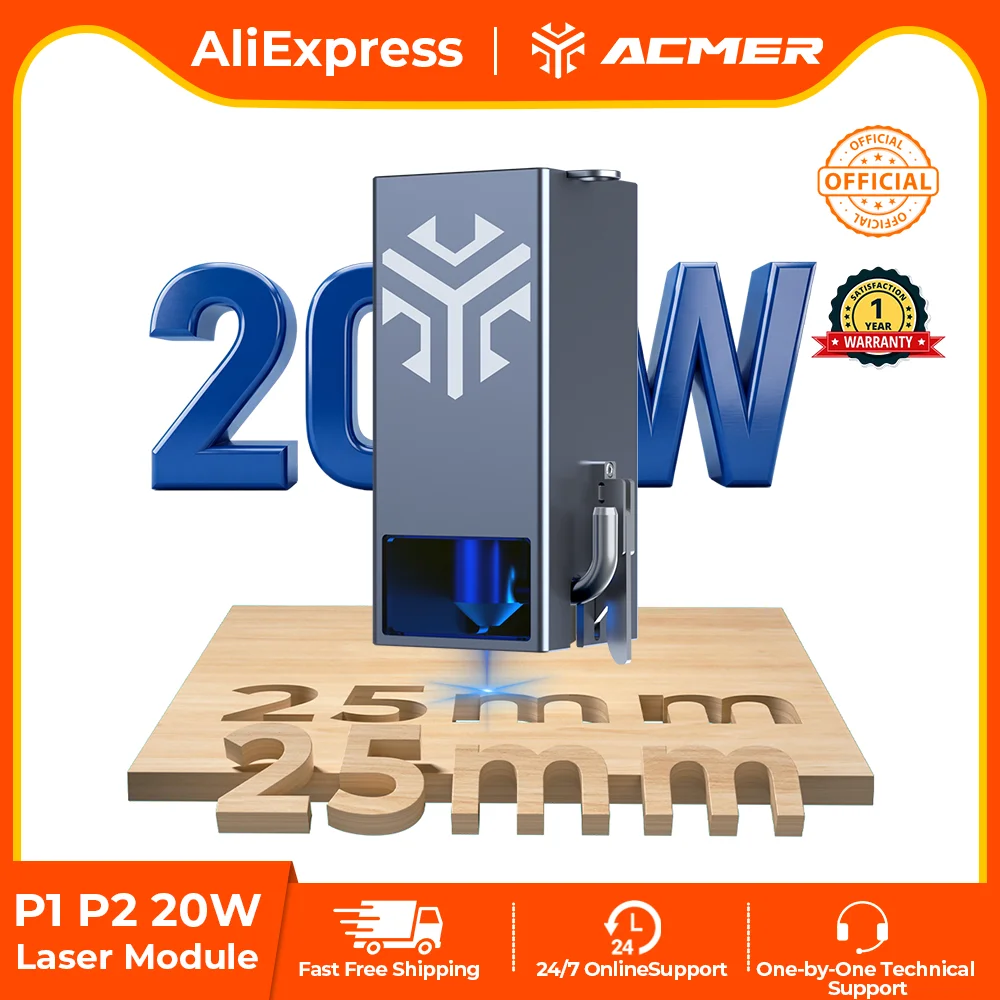 

ACMER P2 20W Laser Module Blue Diode Module Laser Head Upgrade Kit for ACMER P1 P2 CNC Laser Engraving and Cutting Machine