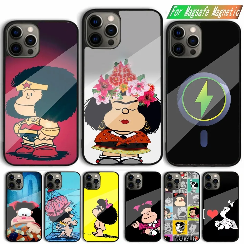 Cartoon M-Mafaldas Phone Case For iPhone 15,14,13,12,11,Plus,Pro,Max Mini Magsafe Magnetic Wireless Charging