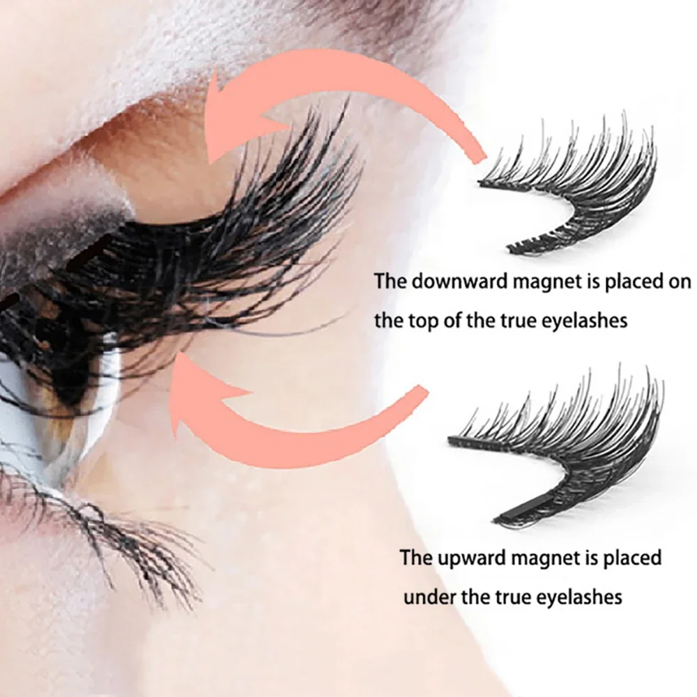 LEKOFO 4 คู่ 5 แม่เหล็กขนตาปลอม Handmade Mink Eye Lashes faux cils magnetique 3D แม่เหล็กธรรมชาติขนตา WSP