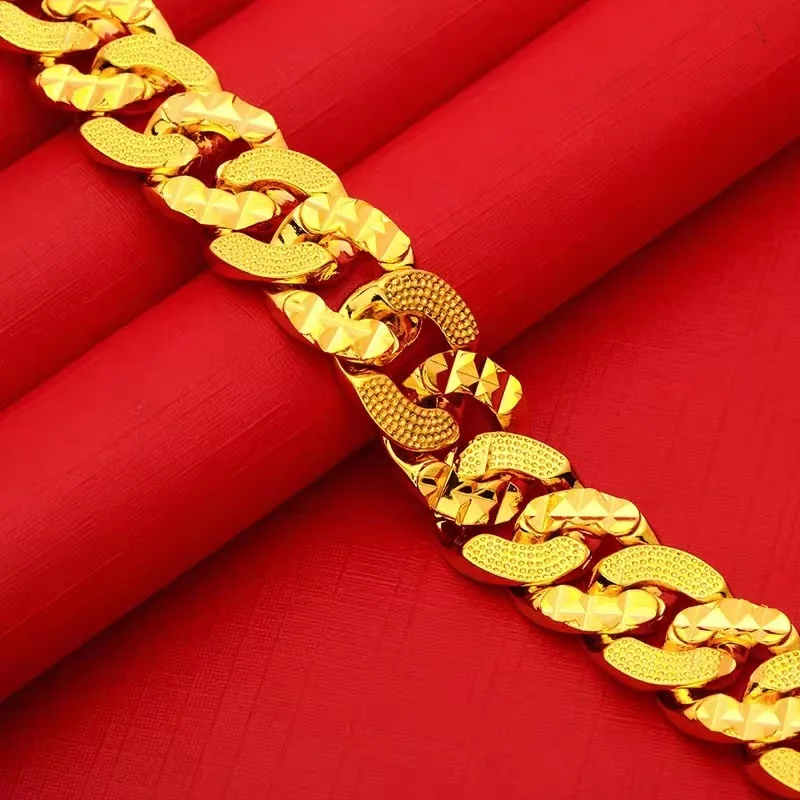 9999 24K real gold men's boss bracelet men's domineering gold bracelet
