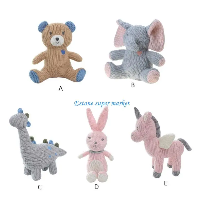 

090B 9-15’’ Baby Sleeping for Doll Stuffed Animal Crochet Wool Soft Rattle for Doll Interactive Toy Infant Emotion Smooth Car