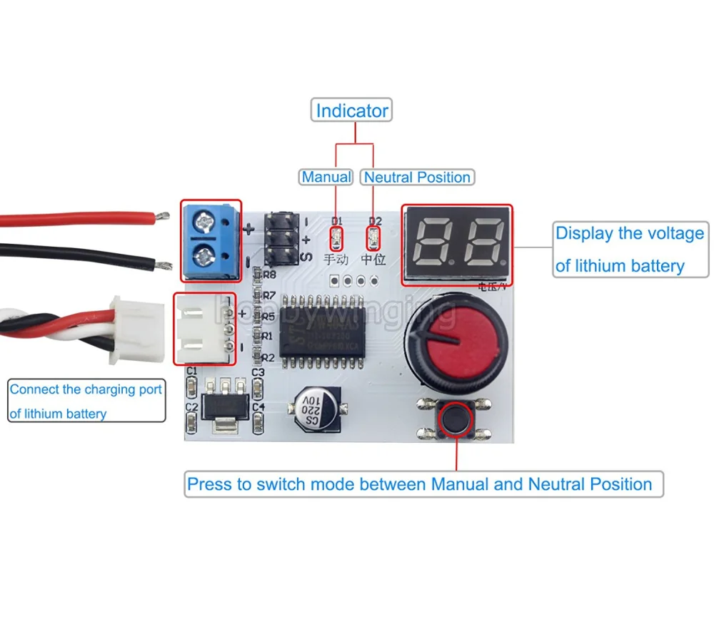 Digital Servo Tester and Voltage Display 2 in 1 Controller Two Working Mode for Rc Car Robot