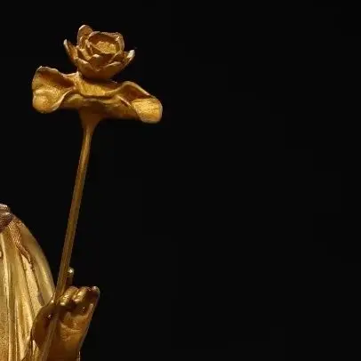 

Старинная бронзовая позолоченная статуя Бодхисаттвы Махастхамапрапты с высоким рельефом, голова с подсвечником в виде лотоса, стоящий Будда для зала поклонения