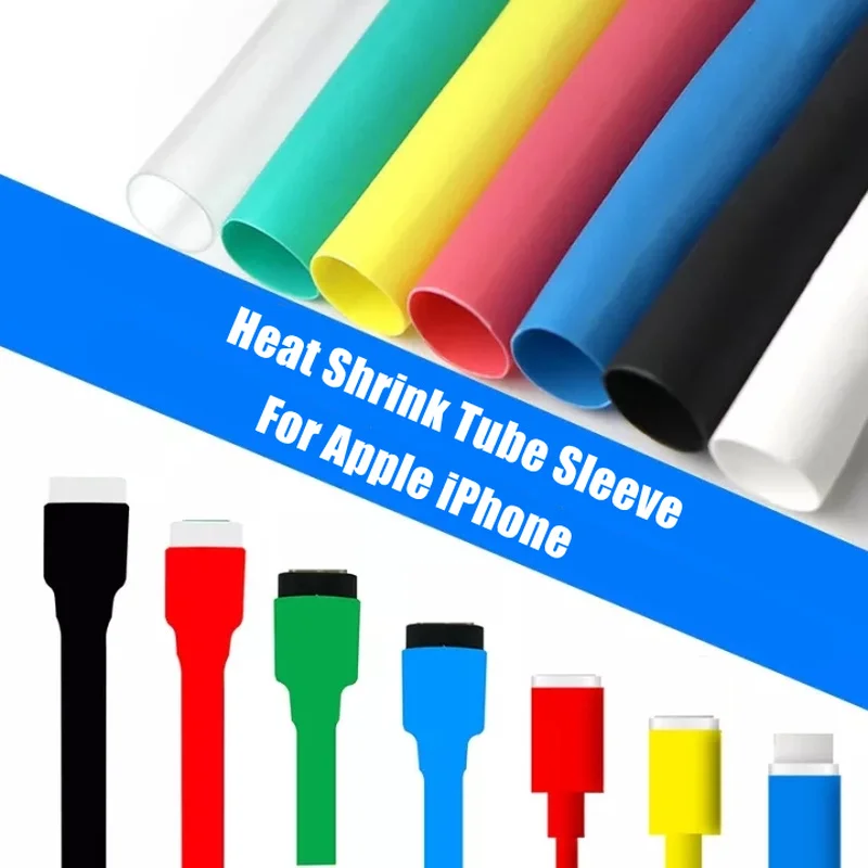 For iPad Apple iPhone 6 7 8 X XR XS iPhone 13 11 12Pro Cable Protector 1mx6mm Heat Shrink Tube Sleeve USB Charger Cord Wrap 1M