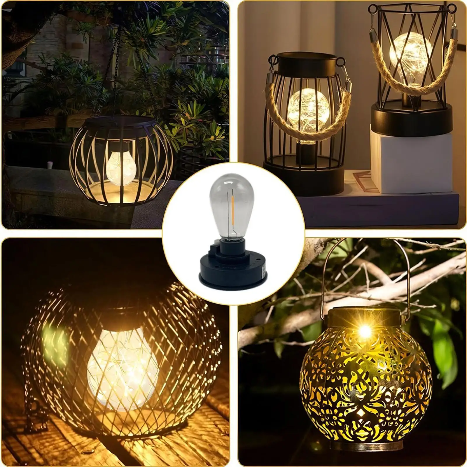 

Solar Lantern Replacement Top With Bulb 4 Piece High Brightness Waterproof LED Replacement Solar Light Parts For 7.4-8cm Lamp