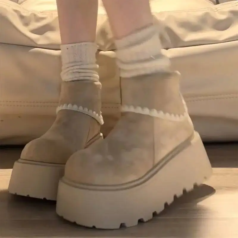 

Flats Platform Women Ankle Boots Suede New Fashion Snow Boots Trend Winter Shoes Warm Casual Woman Sneakers Botas Mujer