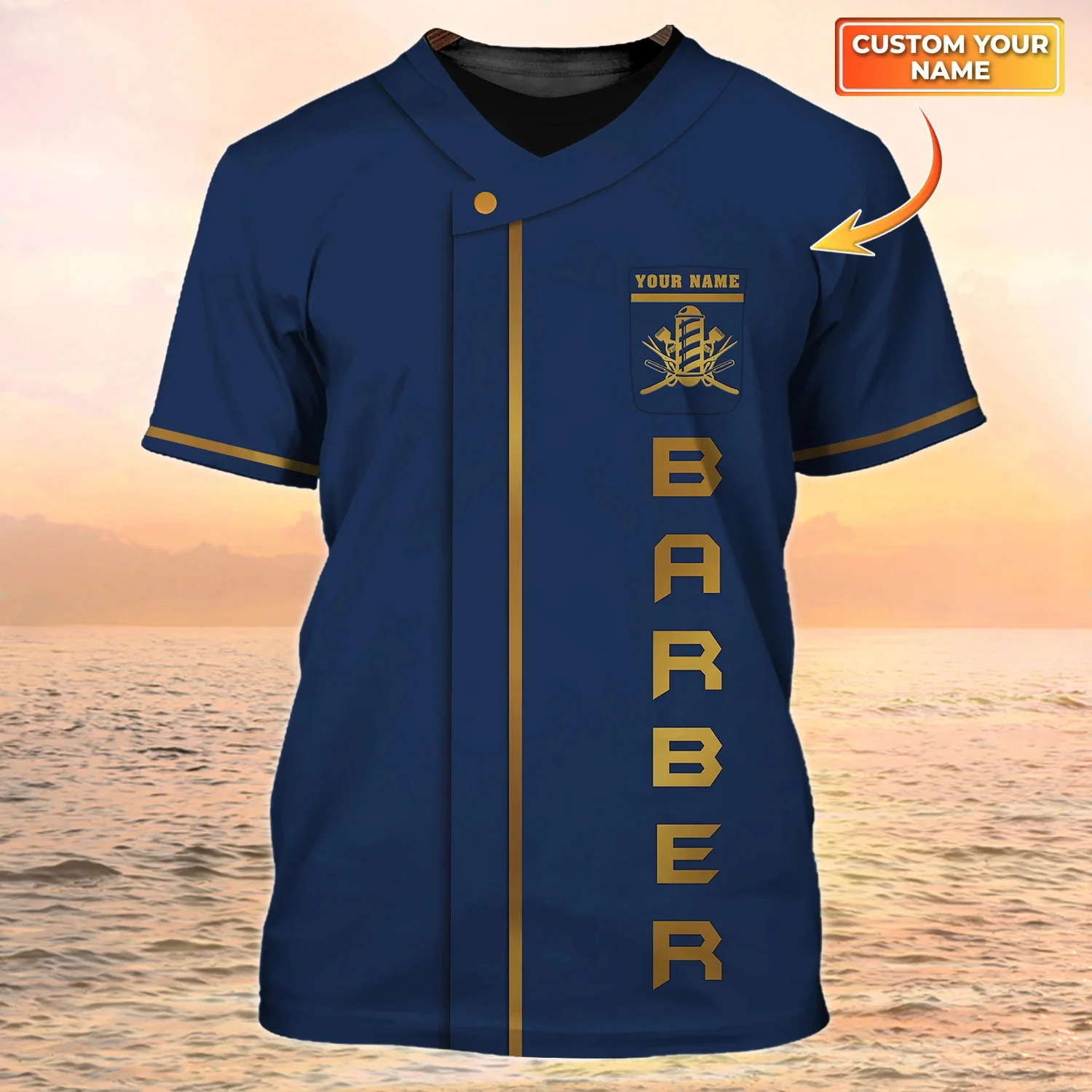 Newest Summer Men\'s T-shirt Barber Shop Personalized Name 3D Printed t shirt Unisex Casual Tops Classic Barber Uniform DW160