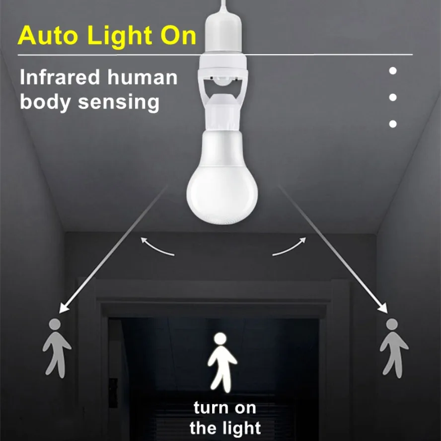AC85-265V E27 Adjustable Infrared Human Induction Lamp Holder PIR Motion Sensor LED Night Lamp Socket Base Intelligent Switch