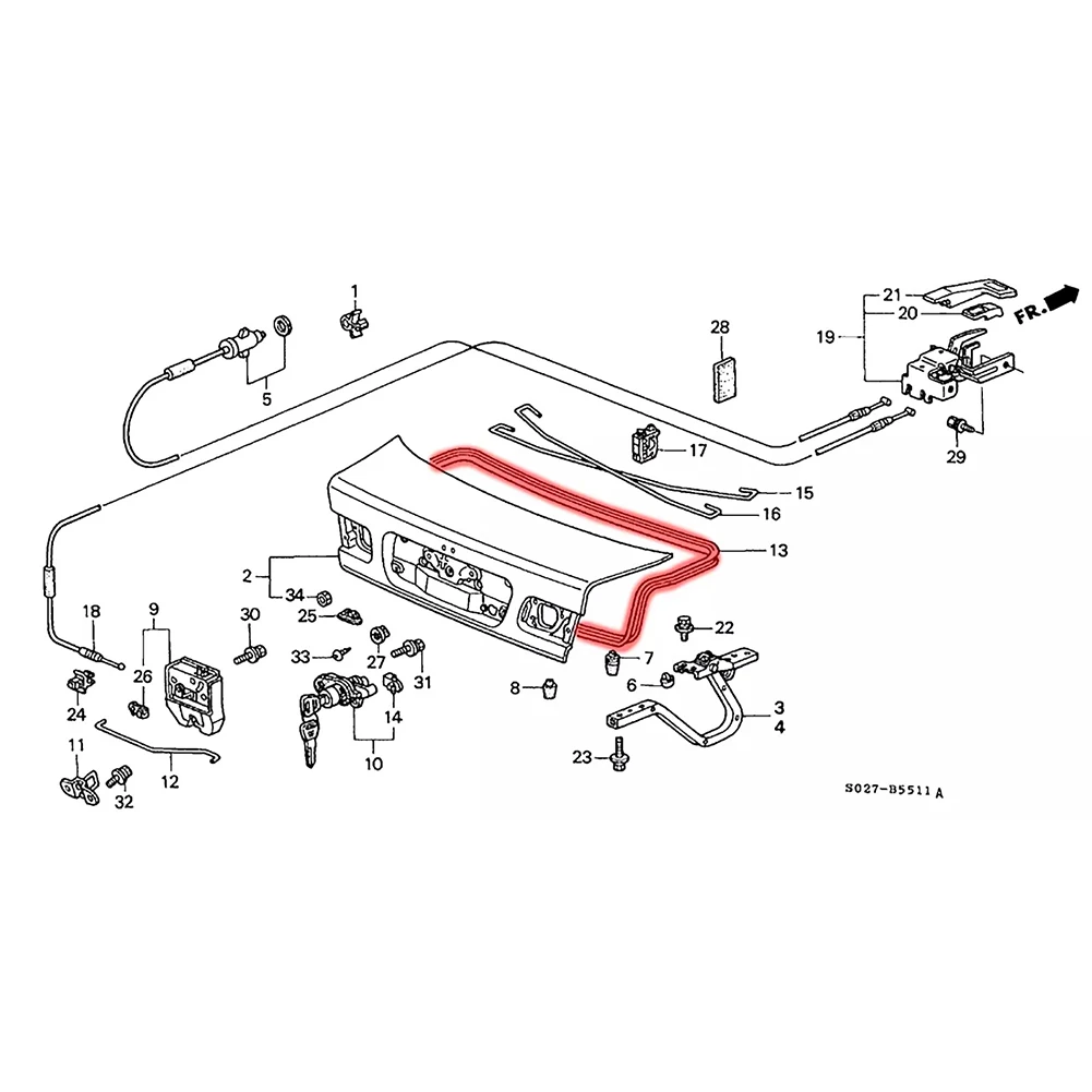 Rear Trunk Rubber Seal for Honda For Civic from '96 to '00 Fits Multiple Models Including EJ Series and Series view 3