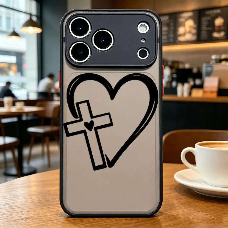 Coque arrière de protection pour iPhone 17 Pro Max 17e 11 12 7 8 SE 15 XS XR 14 13 Mini Air 16 Plus motif dessin animé Cœur Croix