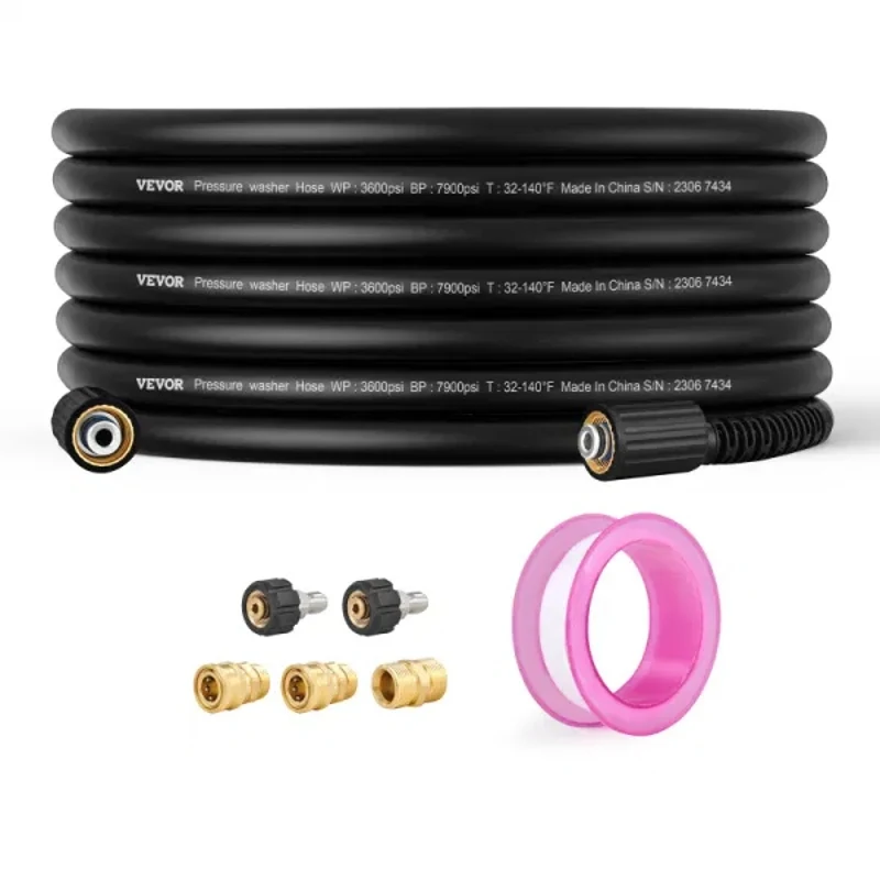 

Pressure Washer Hose 50 FT 1/4" Kink Free M22-14mm Brass Thread Replacement for Most Brand Pressure Washers 3/4'' Bendi