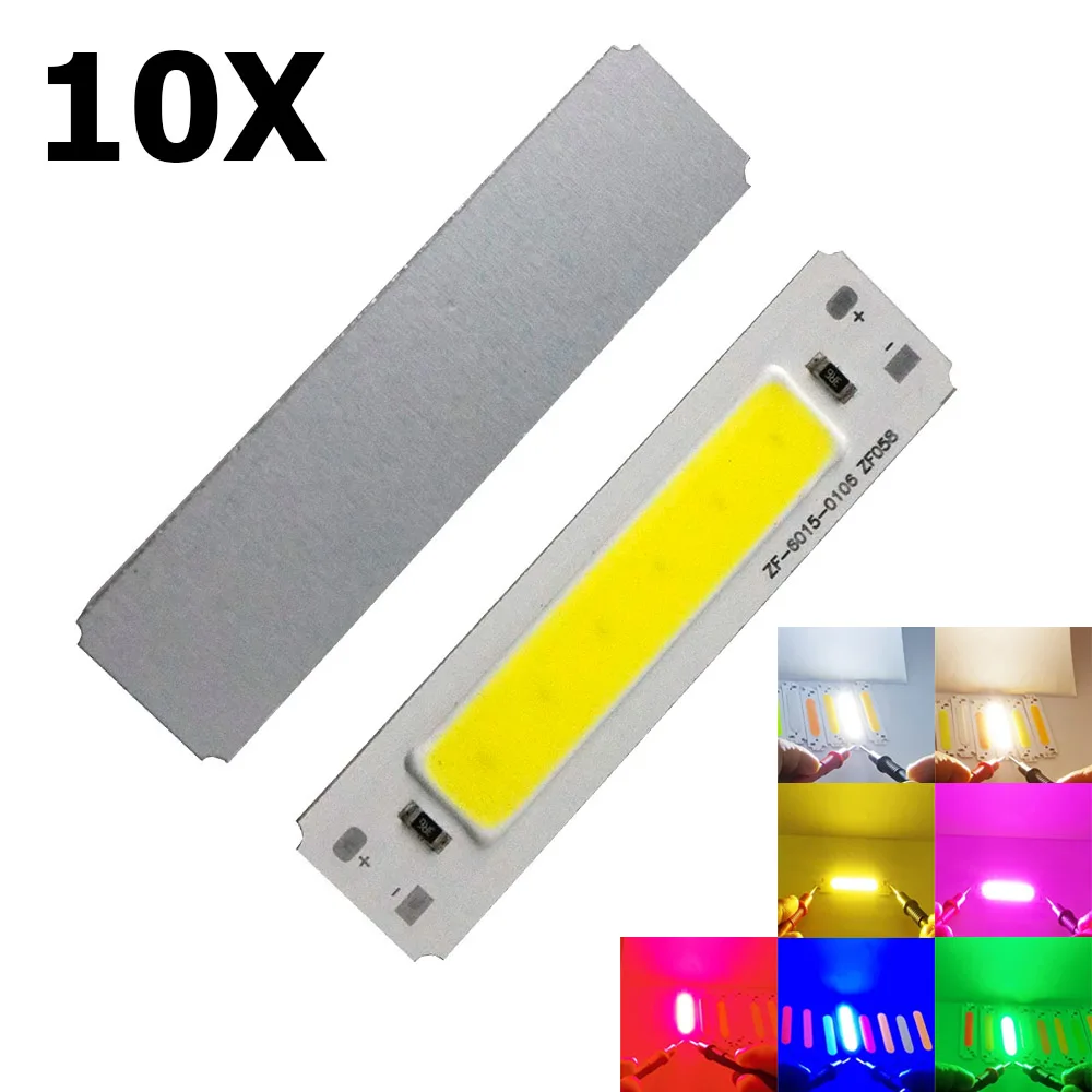 

10PCS 60*15mm 2W COB LED Chips Matrix LEDs Colorful Bar Panel Super Light On 12V Bulb Strip Bright Lamp Chip Board Source Single