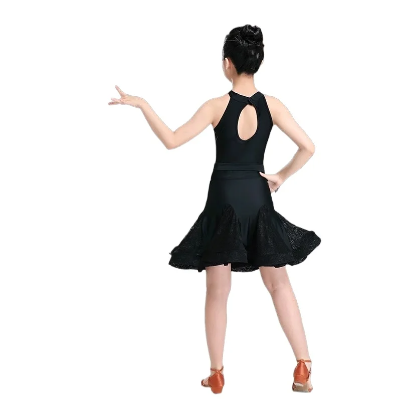 Nuovo vestito da ballo latino in pizzo per ragazze bambino Salsa Tango vestito da ballo da sala Costume da competizione bambini pratica vestiti da ballo