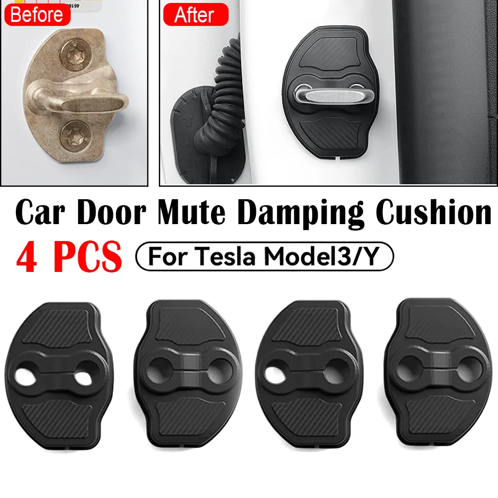 

For Tesla Model 3 Y Door Lock Cover Door Lock Bumper Protection Pad Reduce Closing Impact Protect Original Lock 4pcs Set
