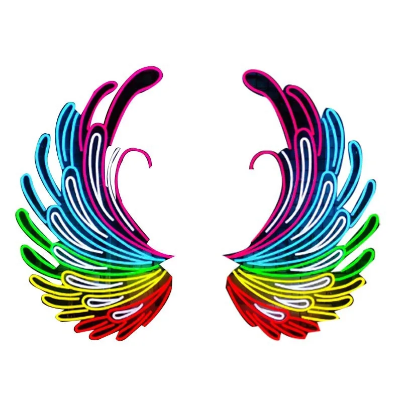LED neon light luminous word billboard wing modeling light photo clock in