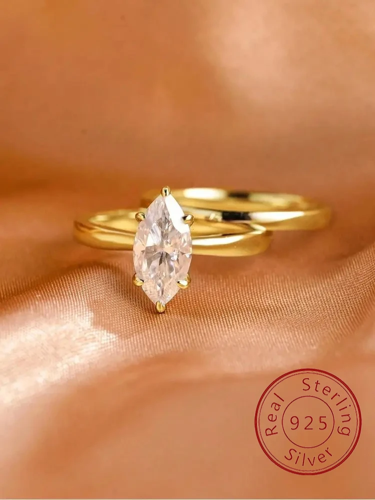 

925 Sterling Silver Personalized Sparkling 2ct Marquise Zircon Ring For Women Anniversary Party Luxury High Quality Fine Jewelry