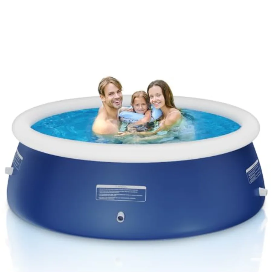 

Outdoor garden backyard inflatable above ground swimming pool for children and adults, dark blue PVC material, 10' x 30 round,