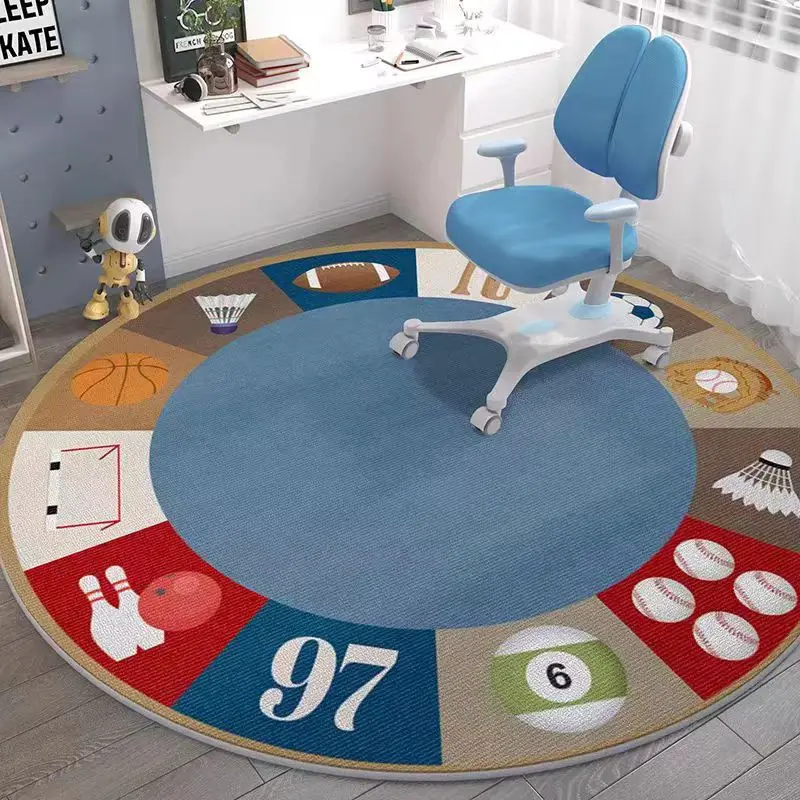 Round Carpet for Kids' Room – Student Study Desk & Play Area Mat, Reading Corner Floor Rug, Study Chair Non-Slip Home Decor