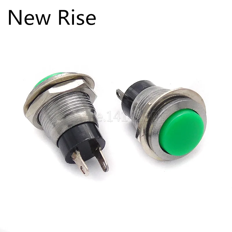 10PCS Green Reset Switch DS-318 12mm Mini Round Push Button Switch  Without Lock For Horn Doorbell 3A 125VAC