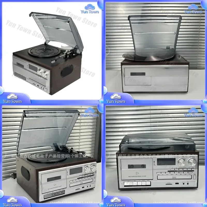 Vinyl Record Player CD Tape Player Radio Desktop Bluetooth Speaker for Turntable Audio System Decor