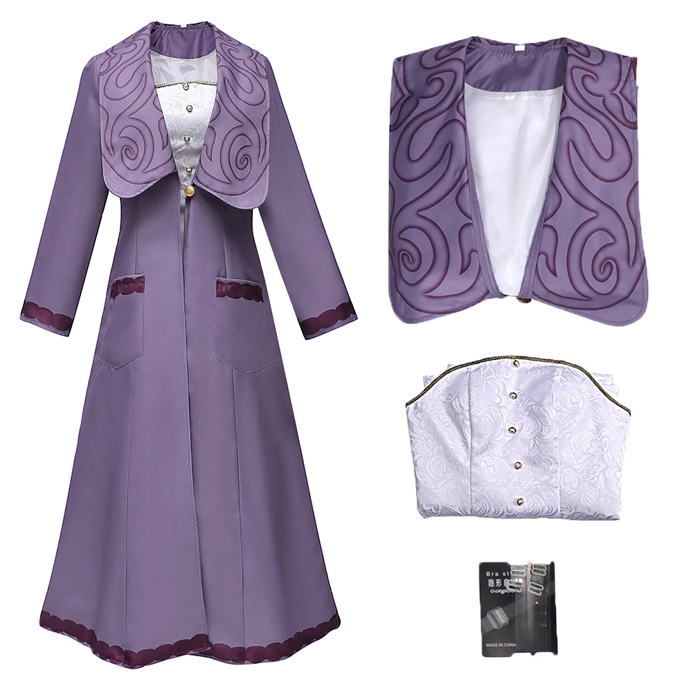 تمويه الشريرة 2 الساحرة Elphaba تأثيري معطف الأرجواني فستان أبيض زي الدعاوى ملابس الهالوين كرنفال ملابس للحفلات مجموعة #1