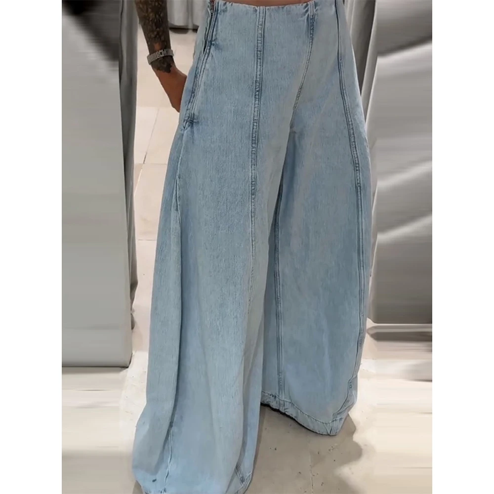 

Casual Loose Jeans High Waist Balloon Sle Versatile Loose Denim Long Pants European Sle Women's Faion Spring Season