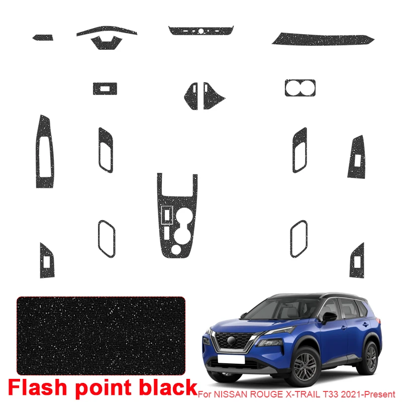 Per NISSAN ROUGE X-TRAIL T33 2021-2026 Auto Nero Carbonio Adesivo Interno Finestra di Sollevamento Pannello Decalcomania Porta Ingranaggi Pellicola Protettiva