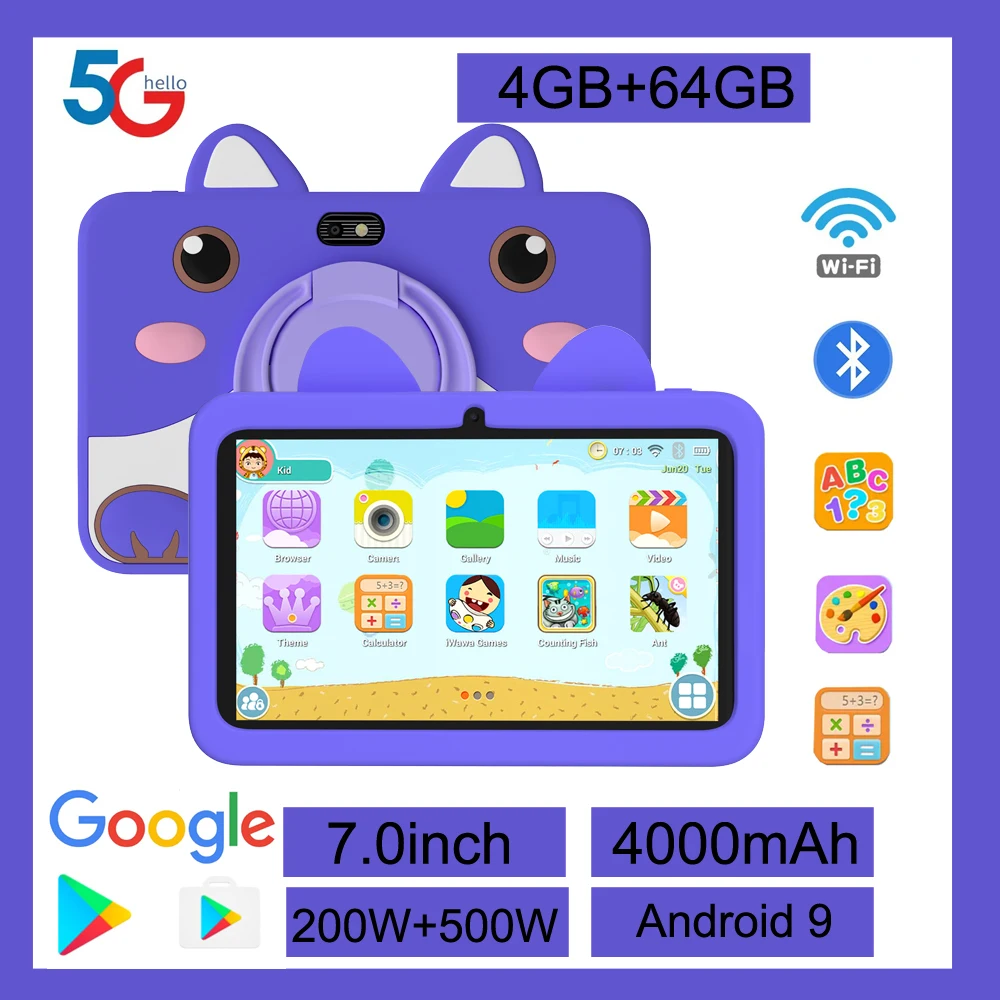 New 7.0 Android Tablet 4GB+64GB support for Google Education software can be used as a Gift Android 9 system 4000 mah