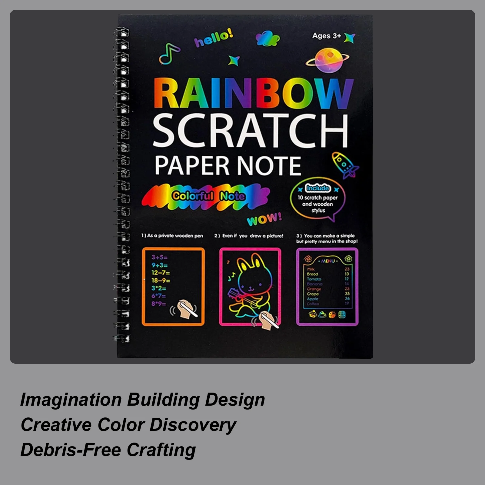 Arranhar papel arco-íris colorir artesanato livro zero artesanato papel nota livros para crianças meninos estudante sala de aula casa viagem avião