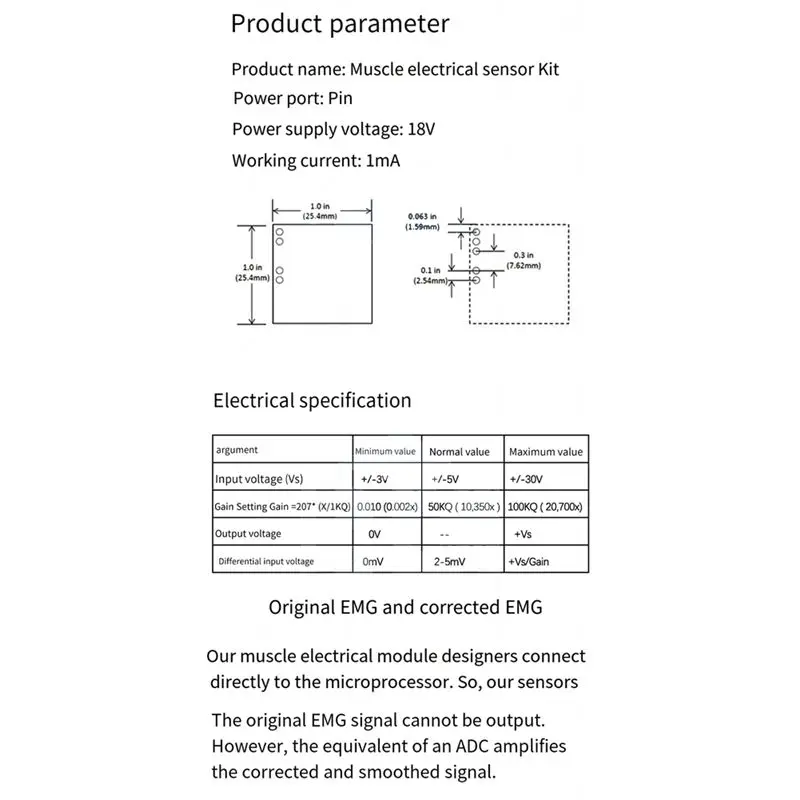 ?Muscle Electrical Sensor Module EMG Signal Collection For Arduino Electronic Development Kit,For Mobile Electronics Easy Instal