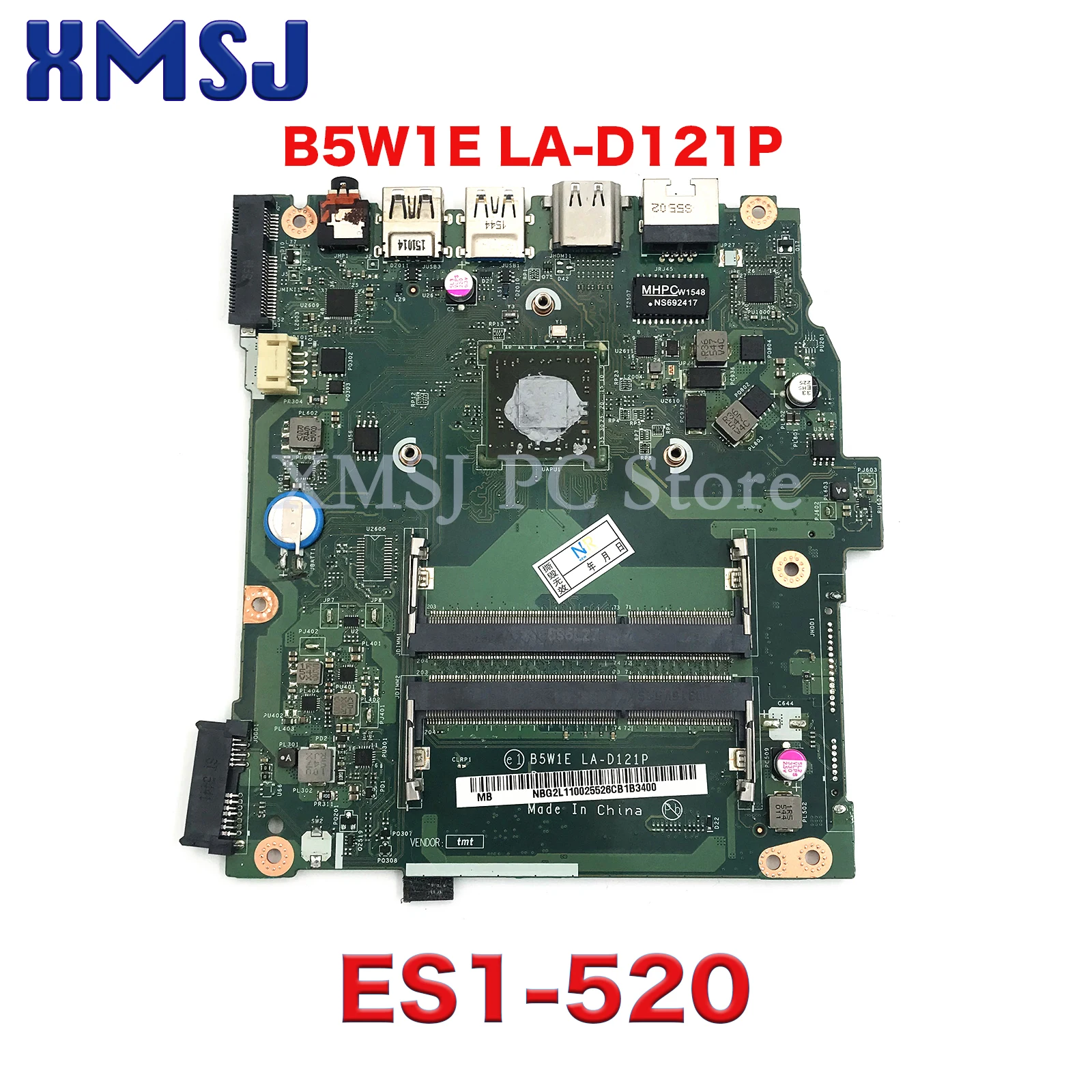 

For Acer Aspire ES1-520 ES1-521 ES1-522 Laptop Mainboard B5W1E LA-D121P NBG2K11002 NB.G2K11.002 DDR3 E1-6010 CPU DDR3 100%Test