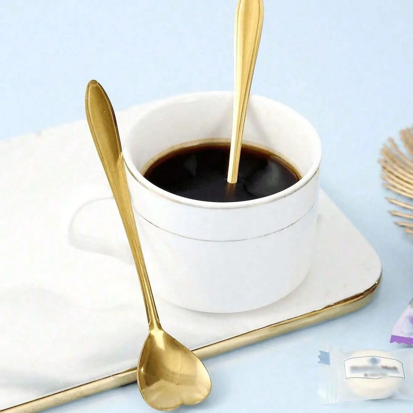 8/16Pcs Stainless Steel Heart Shape Coffee Spoons Gold Scoop for Dessert Tea Accessories Kitchen Tableware Decoration Gifts Set