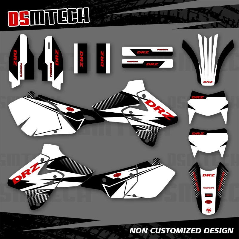 DSMTECH For SUZUKI DRZ400 SM S E DRZ 400 SM S E 2000-2020 Full Graphics Decals Stickers Motorcycle Background Custom Number 011