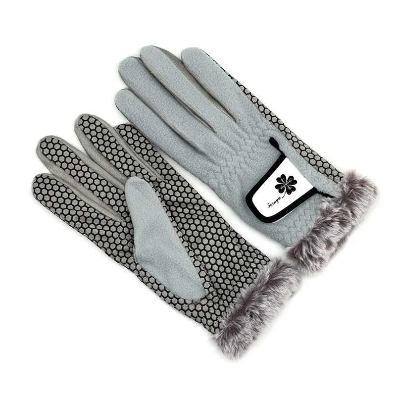 TTYGJ winter women\'s warm gloves in autumn and winter, wrist guards, anti-slip cashmere golf gloves