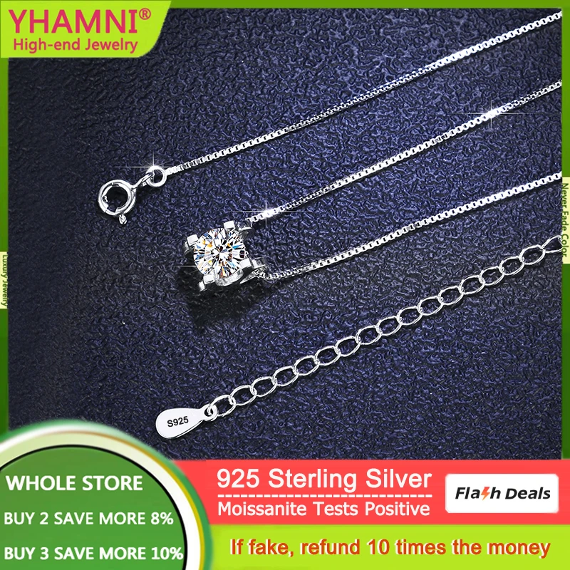 

Silver 925 Necklace Round D Color VVS 1 Carat Moissanite Diamond Pendant Necklace Women Fine Jewelry Wedding Accessories