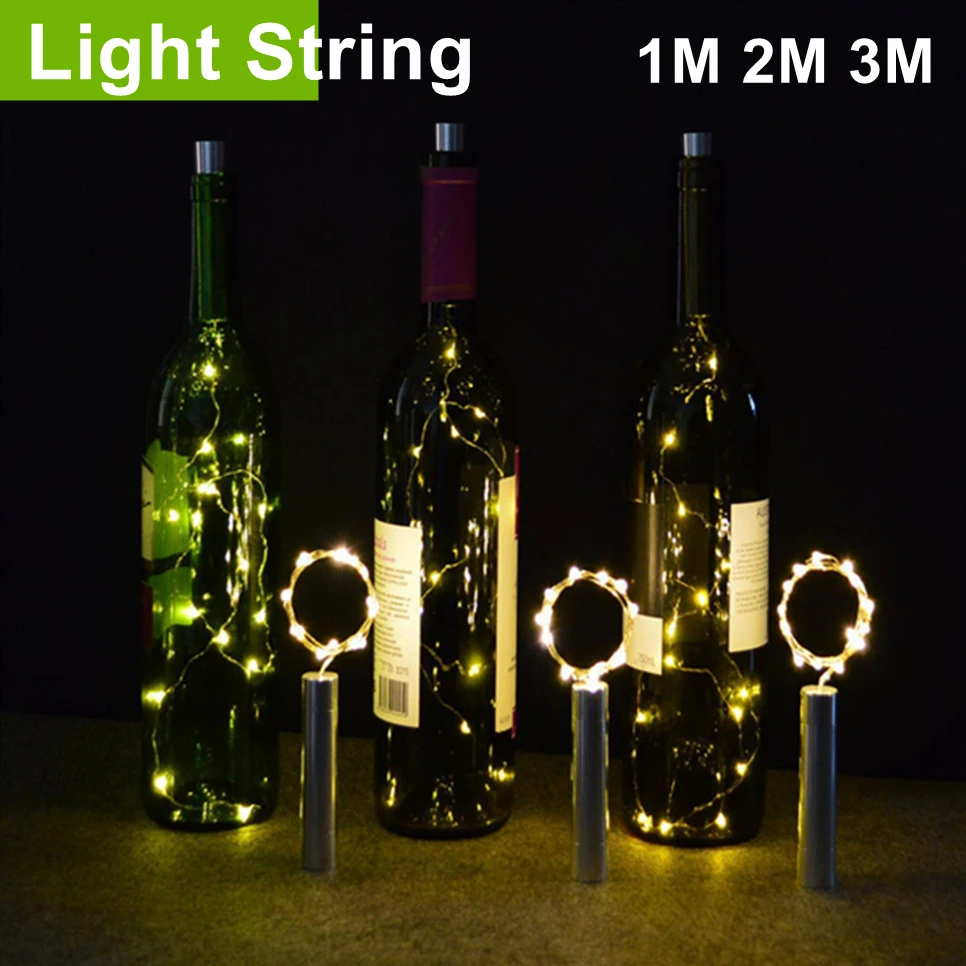 

3/2PCS LED Wine Bottle Cork Starry Light String for Festival Wedding Christmas Decoration Party Decor Copper Wire Night Light