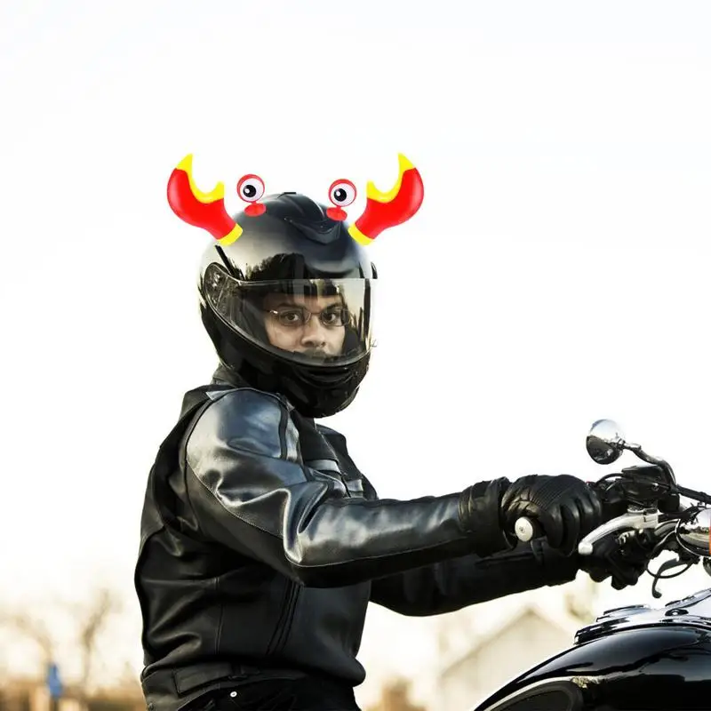 Motorcycle Helmets Horns Motorcycle Helmets Horns Adhesive Funny Lobster Claws Eyes Stick On Ski Helmets Halloween Devil Bull