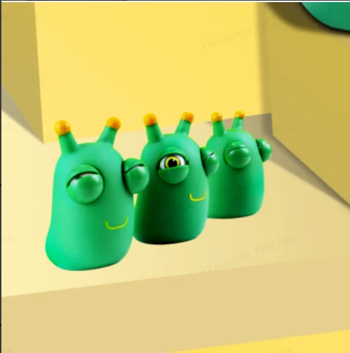 Green Bug Pop It Eye Squeeze Toy Funny Antenna Worm Stress Relief Fidget Toy Creative Squishy Decompression Toy Gift for Kids Adults Party Favors
