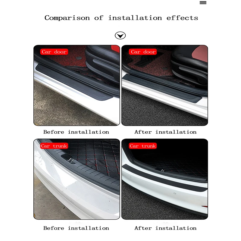 For Haval Jolion H6 H2 H3 H4 M6 Plus H9 F7 H5 Carbon Fiber Car Door Threshold Sticker Trunk Protective Strip Trunk Sill Stickers